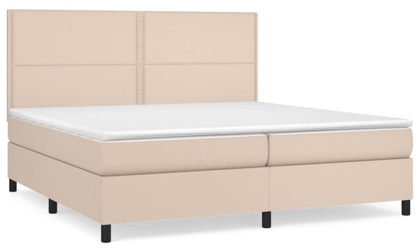 VidaXL Κρεβάτι Boxspring με Στρώμα Καπουτσίνο 200x200εκ.από Συνθ.Δέρμα