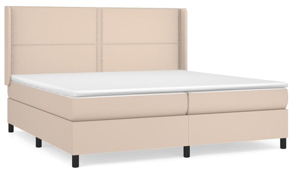 VidaXL Κρεβάτι Boxspring με Στρώμα Καπουτσίνο 200x200εκ.από Συνθ.Δέρμα