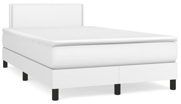 VidaXL Κρεβάτι Boxspring με Στρώμα Λευκό 120x190εκ.από Συνθετικό Δέρμα