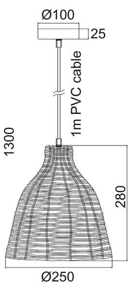 ΚΡΕΜΑΣΤΟ Φ/Σ 1ΧΕ27 ΚΑΛΑΘΙ Φ26ΧΗ120CM OIA