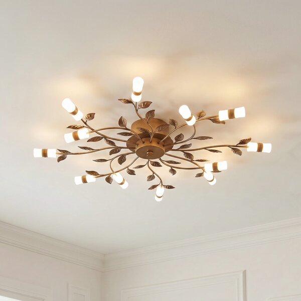 Lindby LED φωτιστικό οροφής Bentas, μπρονζέ, μέταλλο, Ø 80cm, Μπρούτζινο / Αντικέ ορείχαλκου, Σαλόνι / τραπεζαρία, Μέταλλο, Φλωρεντινή