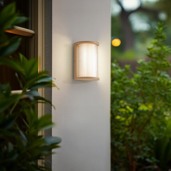 Lindby LED εξωτερικός φωτιστικός τοίχου Calvik, μπεζ, ραβδωτός, IP44, Μπεζ, Μέταλλο, σύγχρονο