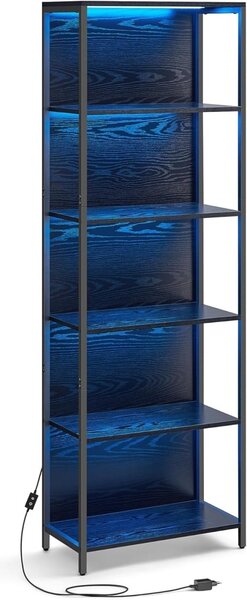 Βιβλιοθήκη με φωτισμό LED Vasagle, Μαύρο, 60x30.3x178 cm