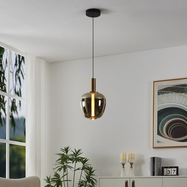 Stars of Light Φωτιστικό οροφής LED Fruitera χρυσό Ø25cm γυαλί CCT, ρυθμιζόμενος, Χρυσό / Ορείχαλκου, Σαλόνι / τραπεζαρία, Γυαλί, σύγχρονο