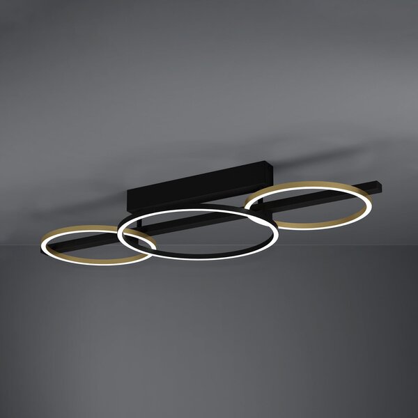 Stars of Light Φωτιστικό οροφής LED Lanacera μαύρο/χρυσό 96 cm, ρυθμιζόμενος, Μαύρο, Σαλόνι / τραπεζαρία, Μέταλλο, σύγχρονο