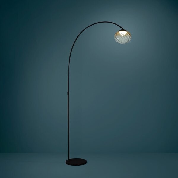 Stars of Light Λάμπα δαπέδου LED Pantoja μαύρο/κεχριμπάρι 160 εκ. CCT, ρυθμιζόμενος, Μπεζ, Σαλόνι / τραπεζαρία, Γυαλί, σύγχρονο, Μόνιμη σκιά