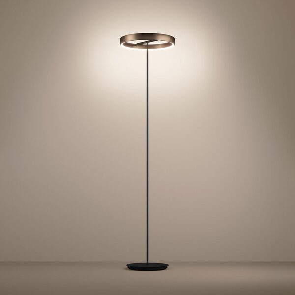 Stars of Light Φωτιστικό δαπέδου LED Trabuco μαύρο/καφέ 175 cm, ρυθμιζόμενος, Καφέ / Σκουριάς, Σαλόνι / τραπεζαρία, Αλουμίνιο, σύγχρονο