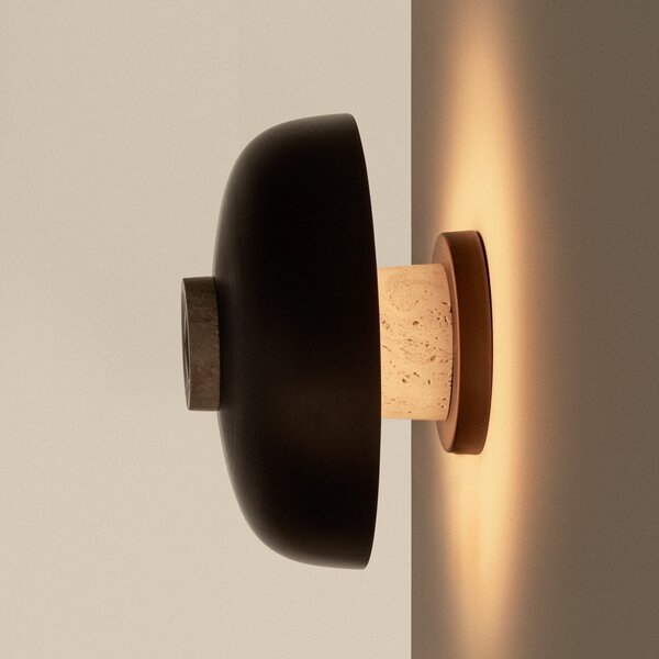 Audo Copenhagen Φωτιστικό τοίχου LED Reverse, άμμος/μπρούντζος, Ø 24 εκ., ρυθμιστής, ρυθμιζόμενος, Μπρούτζινο / Αντικέ ορείχαλκου, Σαλόνι / τραπεζαρία, Αλουμίνιο, σχεδιασμός