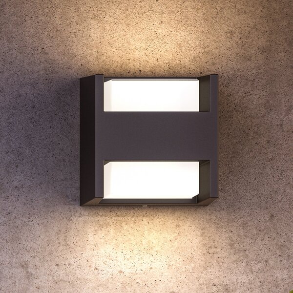 Philips LED φωτιστικό εξωτερικού χώρου Arbour 2-φωτιστικό, 2.700 K, Μαύρο, Μέταλλο, σύγχρονο, Γωνιακός τοίχος
