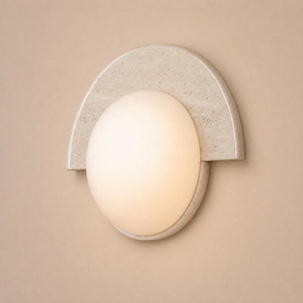 Lucande Φωτιστικό τοίχου LED Larissa, 28 εκ., μπεζ, γυαλί τραβερτίνης, Μπεζ, Πέτρα, σχεδιασμός