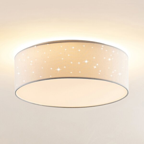 Lindby LED φωτιστικό οροφής Ellamina, 40 cm, λευκό, ύφασμα, Λευκό, Σαλόνι / τραπεζαρία, Ύφασμα / Κλωστοϋφαντουργία, σύγχρονο