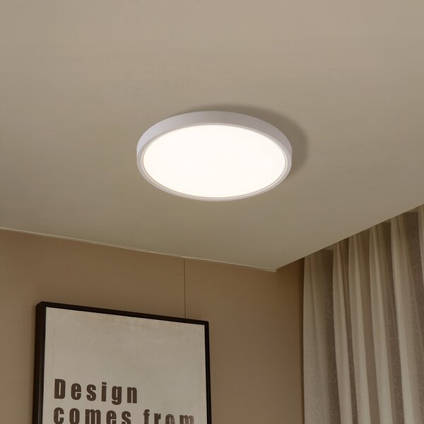Lindby Smart LED φωτιστικό οροφής Deika, Ø 40 cm, λευκό, Tuya, ρυθμιζόμενος, Λευκό, Σαλόνι / τραπεζαρία, Πλαστικό, σύγχρονο
