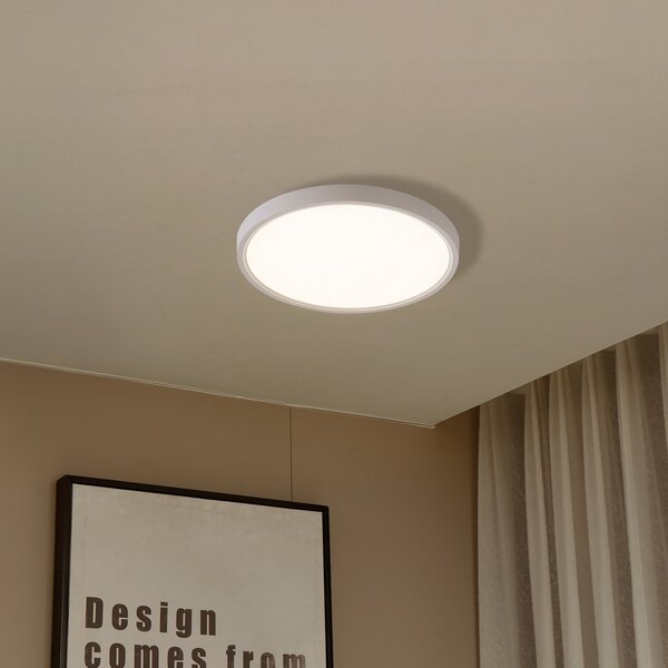 Lindby Smart LED φωτιστικό οροφής Deika, Ø 30 cm, λευκό, Tuya, ρυθμιζόμενος, Λευκό, Σαλόνι / τραπεζαρία, Πλαστικό, σύγχρονο