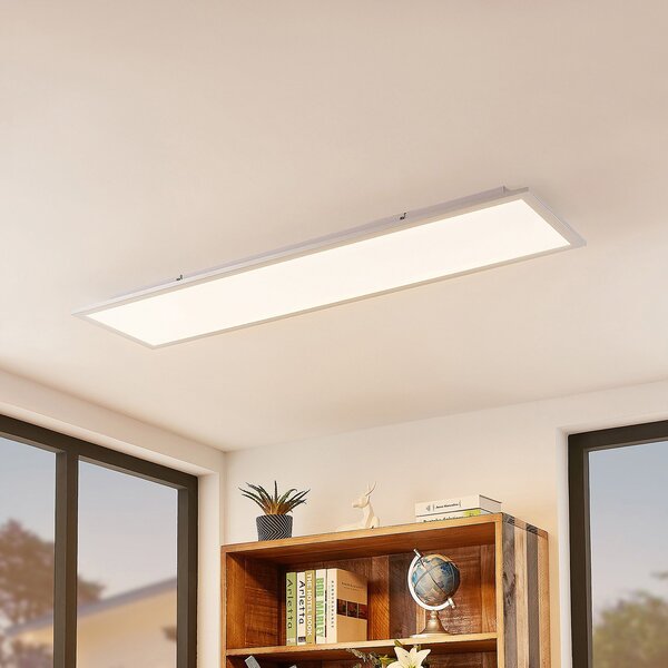 Lindby Smart LED πάνελ οροφής Kjetil 120 x 30 cm Tuya RGB CCT, ρυθμιζόμενος, Γκρι, Μελέτη / Γραφείο, Πλαστικό, σύγχρονο