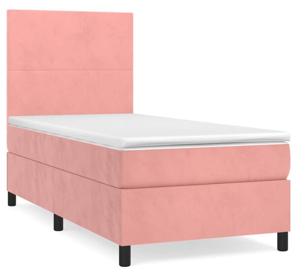 VidaXL Κρεβάτι Boxspring με Στρώμα Ροζ 80 x 200 εκ. Βελούδινο