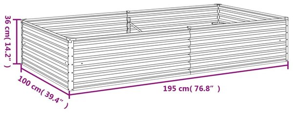 Ζαρντινιέρα 195 x 100 x 36 εκ. από Ατσάλι Σκληρυθέν στον Αέρα - Καφέ