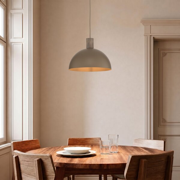 TK Lighting Κρεμαστό φωτιστικό Oslo, χρώμα άμμου, μέταλλο, Ø 34 cm, E27, ρυθμιζόμενος, Μπεζ, Σαλόνι / τραπεζαρία, Μέταλλο, σύγχρονο