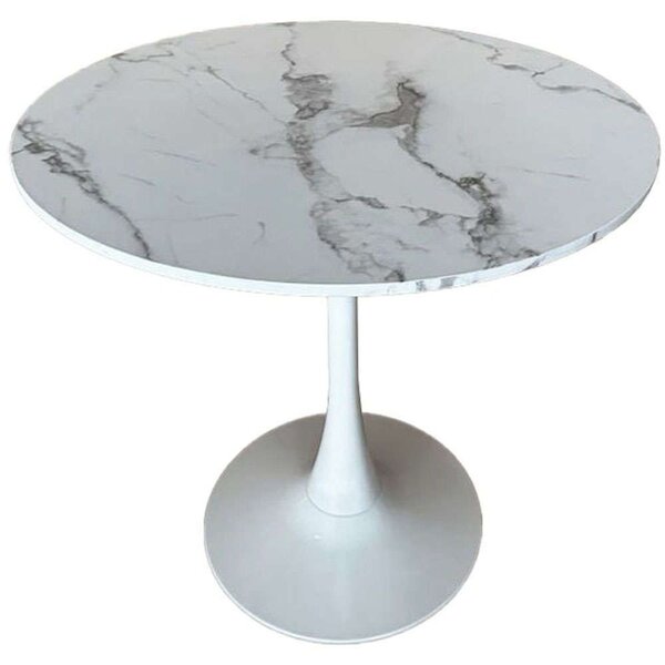 Τραπέζι Soltero 02-0519 Φ80x75cm Marble Effect White