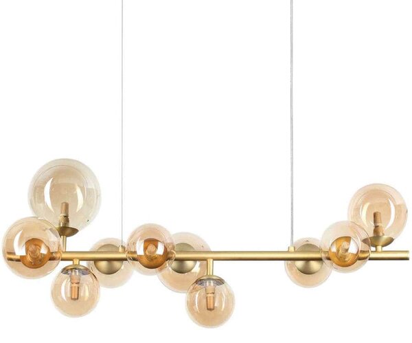 Φωτιστικό Οροφής - Ράγα Perlage 322766 81x30x234cm 10xG9 15W Brass-Amber Ideal Lux