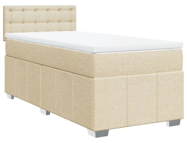 VidaXL Κρεβάτι Boxspring με Στρώμα Κρεμ 80 x 200 εκ. Υφασμάτινο