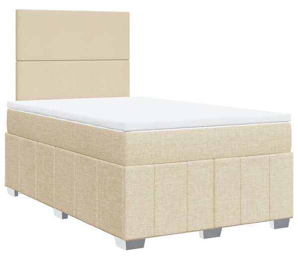 VidaXL Κρεβάτι Boxspring με Στρώμα Κρεμ 120x190 εκ. Υφασμάτινο