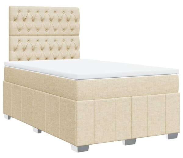 VidaXL Κρεβάτι Boxspring με Στρώμα Κρεμ 120x190 εκ. Υφασμάτινο