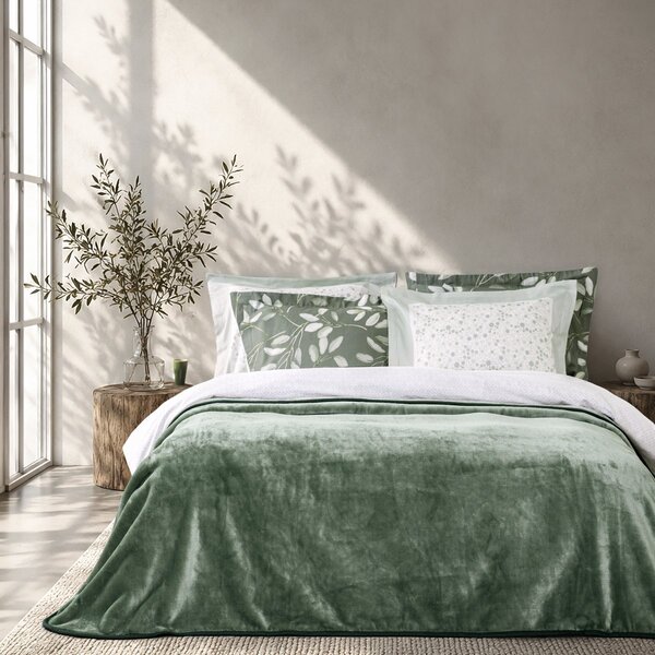 Κουβέρτα Βελουτέ Μονή (160x220) Nima Coperta Forest Green