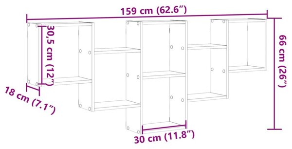 Ραφιέρα Τοίχου Γκρι Σκυροδέματος 159x18x66 εκ. από Επεξ. Ξύλο - Γκρι