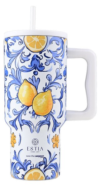 Κούπα Θερμός Με Λαβή & Καλαμάκι 900ml Estia Save The Aegean Tumbler Amalfi Coast 01-34832