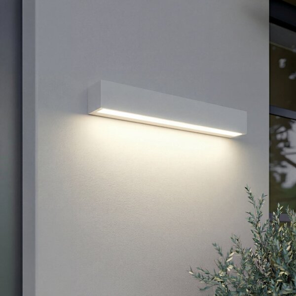 Lucande Εξωτερικός φωτιστικός τοίχου LED Lengo, 50 cm, λευκός, κατευθυνόμενος, Λευκό, Αλουμίνιο, σύγχρονο