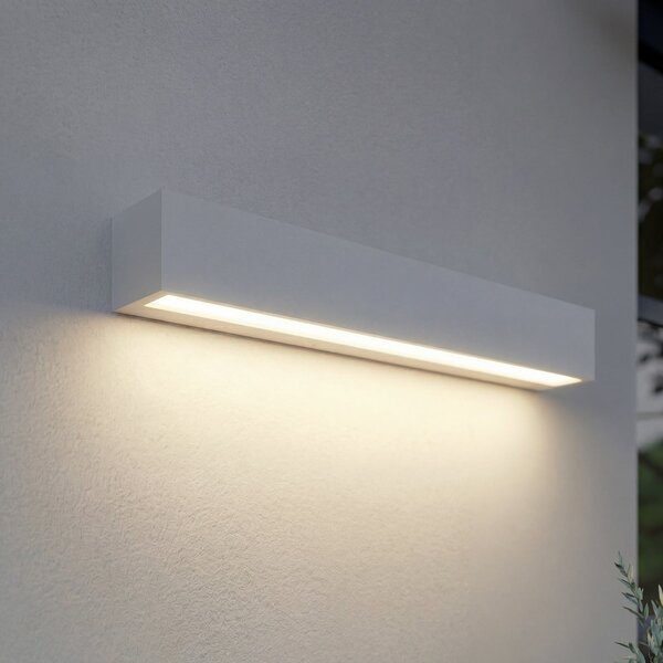 Lucande Εξωτερικός φωτιστικός τοίχου LED Lengo, 50 cm, λευκός, κατευθυνόμενος, Λευκό, Αλουμίνιο, σύγχρονο