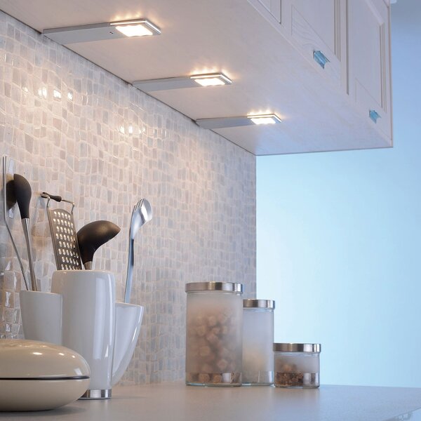 Paul Neuhaus Φωτιστικό επίπλων Helena LED, 19 x 7 cm, σετ 3 τεμαχίων, αισθητήρας, μέταλλο, Μεταλλικό, Κουζίνα, Μέταλλο, σύγχρονο
