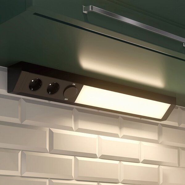 Arcchio Φωτιστικό LED κάτω από το ντουλάπι Ovano, 62 cm, μαύρο, αλουμίνιο, Μαύρο, Σαλόνι / τραπεζαρία, Μέταλλο, σύγχρονο, Συναρμολόγηση επίπλων