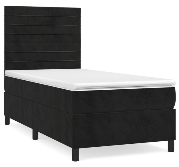 VidaXL Κρεβάτι Boxspring με Στρώμα Μαύρο 80 x 200 εκ. Βελούδινο