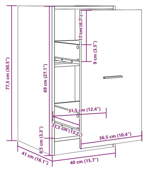 Συρταριέρα Γενικής Χρήσης Γκρι Σκυρ. 40x41x77,5 εκ. Μοριοσανίδα - Γκρι