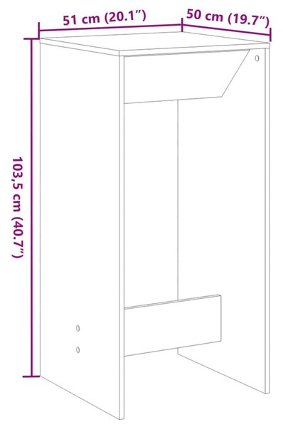 Τραπέζι Μπαρ Γκρι Σκυροδέματος 51x50x103,5 εκ. Επεξ. Ξύλο - Γκρι