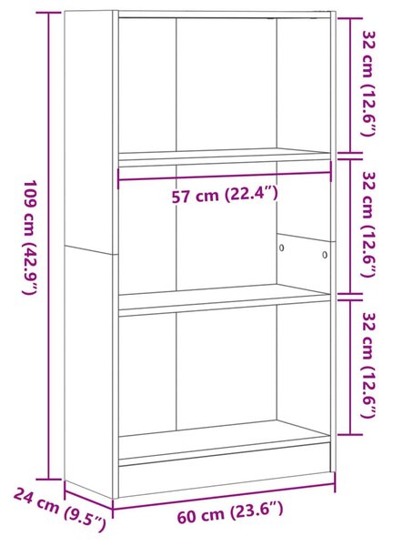 Βιβλιοθήκη Όψη Παλαιού Ξύλου 60x24x109 εκ. Επεξεργασμένο Ξύλο - Καφέ