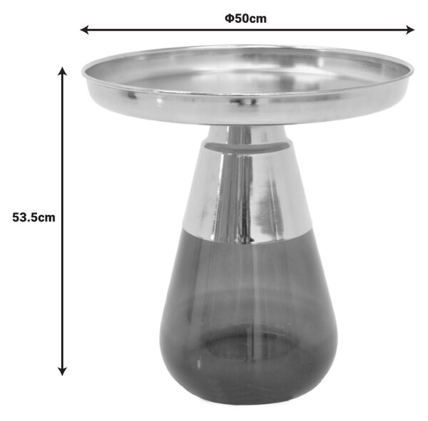 Βοηθητικό τραπέζι Kunlo Inart χρυσό χρώμιο-μαύρο γυαλί Φ50x53.5εκ