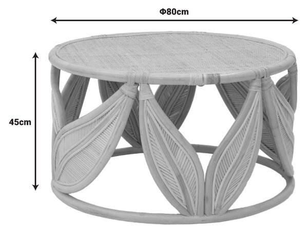 Τραπέζι σαλονιού Siderty rattan pe σε φυσική απόχρωση Φ80x45εκ