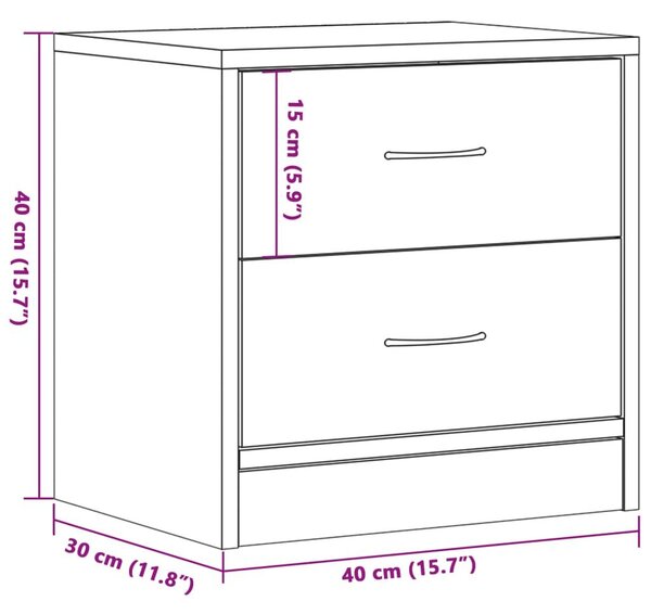 Κομοδίνα 2 τεμ. Όψη Παλαιού Ξύλου 40x30x40 εκ. από Επεξ. Ξύλο - Καφέ