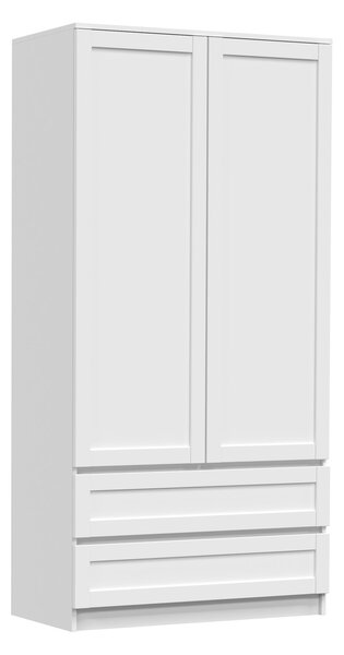 Ντουλάπα Mandeville 243, Άσπρο, 180x90x50cm, Πόρτες ντουλάπας: Με μεντεσέδες,Ο αριθμός των θυρών