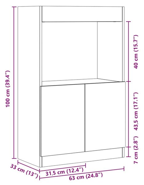 Ντουλάπι Καφέ Δρυς 63x33x100 εκ. από Επεξεργασμένο Ξύλο - Καφέ