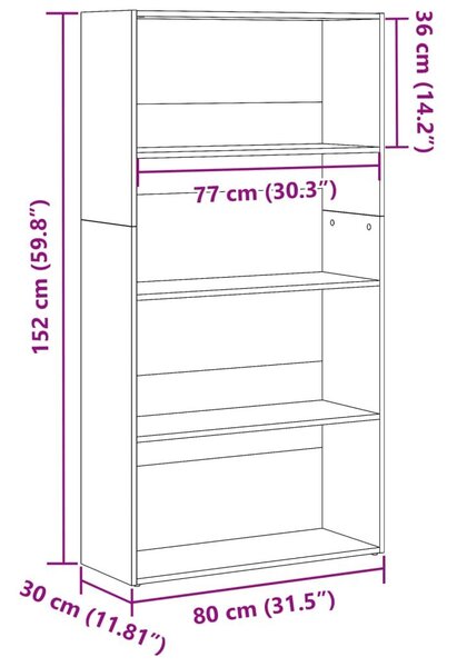 Βιβλιοθήκη Sonoma Δρυς 80x30x152 εκ. από Επεξεργασμένο Ξύλο - Καφέ