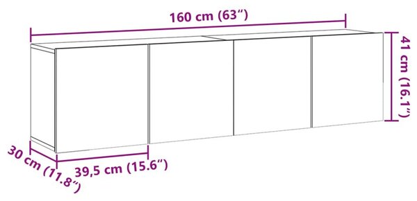 Ντουλάπια Τοίχου Τηλεόρασης 2 Τεμ. Artisian Δρυς 80 x 30 x 41εκ - Καφέ