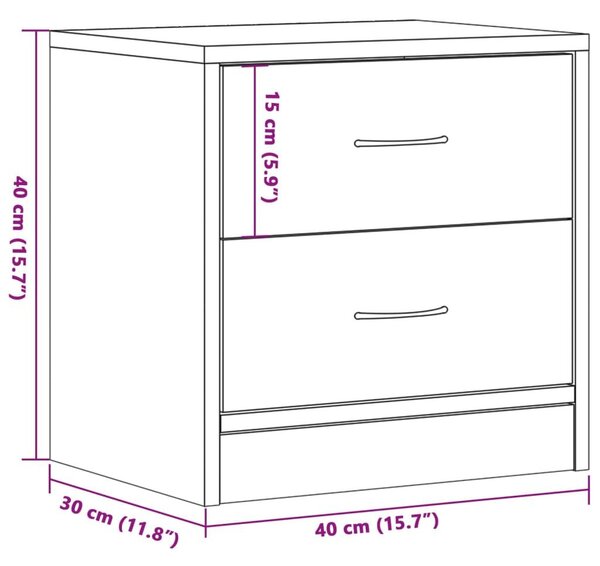 Κομοδίνο Όψη Παλαιού Ξύλου 40 x 30 x 40 εκ. από Επεξ. Ξύλο - Καφέ