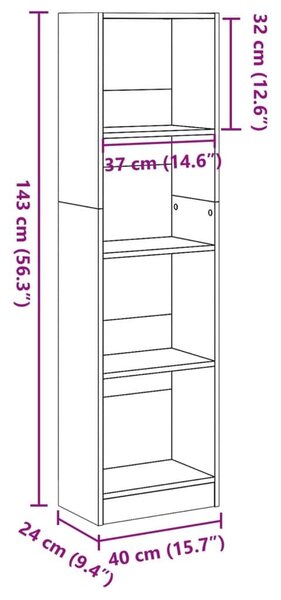 Βιβλιοθήκη Λευκή 40x24x143 εκ. από Επεξεργασμένο Ξύλο - Λευκό