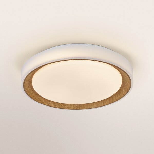 OSRAM Φωτιστικό οροφής LED ORBIS GLORIE λευκό/ξύλο Ø 40cm clickdim, ρυθμιζόμενος, Λευκό, Σαλόνι / τραπεζαρία, Μέταλλο, σύγχρονο