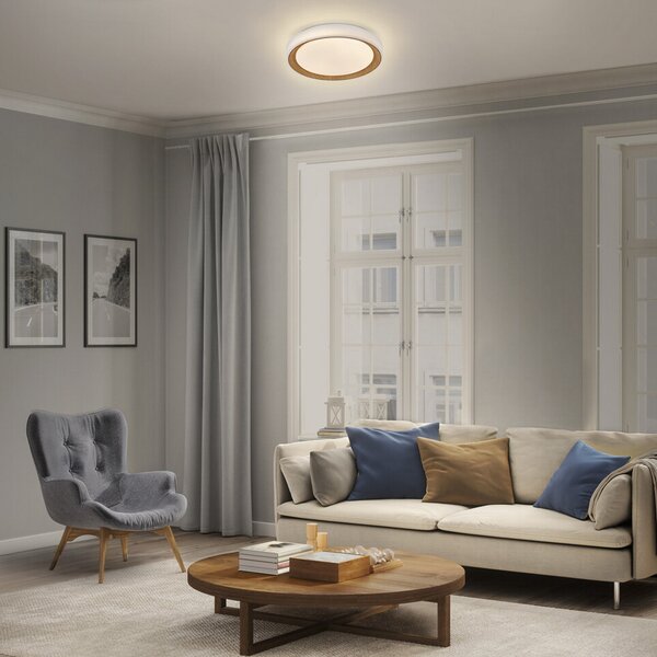 OSRAM Φωτιστικό οροφής LED ORBIS GLORIE λευκό/ξύλο Ø 40cm clickdim, ρυθμιζόμενος, Λευκό, Σαλόνι / τραπεζαρία, Μέταλλο, σύγχρονο