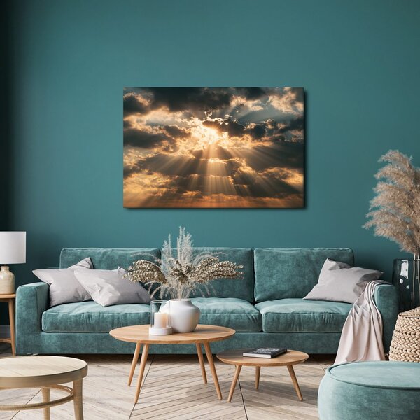 Πίνακας σε καμβά ηλιαχτίδες ανάμεσα στα σύννεφα
