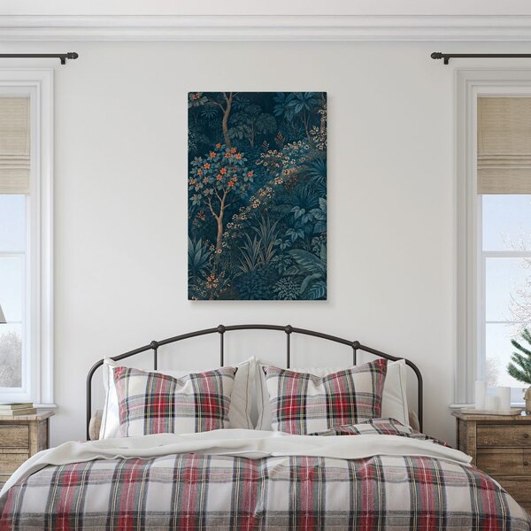 Πίνακας σε καμβά σκοτεινό βοτανικό δάσος με λουλούδια